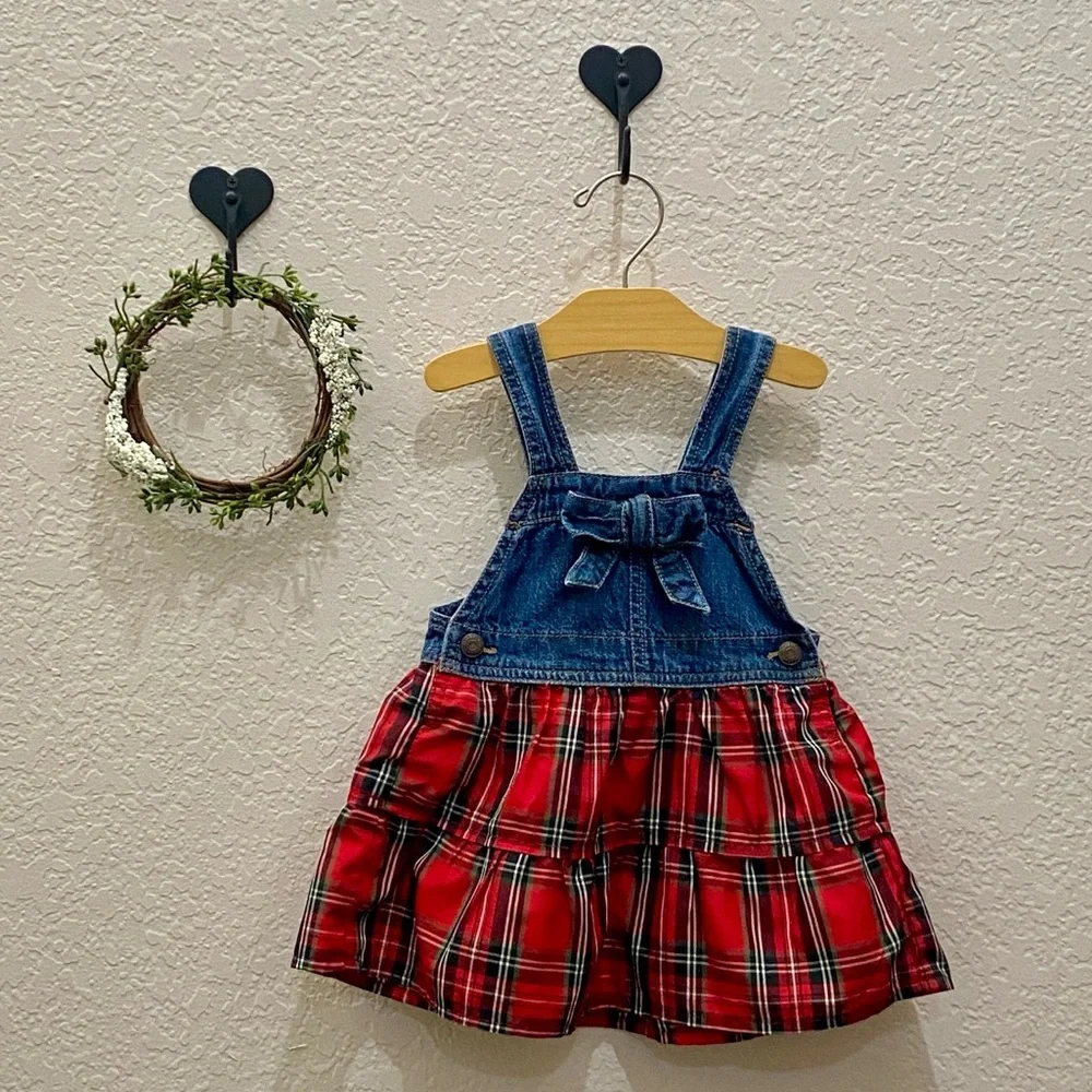 oshkosh red overall dress OshKosh BGosh RED Corduroy Dress Overall Jumper Vestbak 24M 24 Months